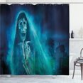 thumbnail image 1 of Ambesonne Halloween Shower Curtain, Gothic Ghost, 69"Wx75"L, Blue, 1 of 5