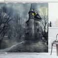 thumbnail image 1 of Ambesonne Halloween Shower Curtain, Gothic Haunted House, 69"Wx75"L, Teal, 1 of 5