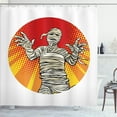 thumbnail image 1 of Ambesonne Halloween Shower Curtain, Retro Mummy Character Art, 69"Wx84"L, Vermilion and Grey Yellow, 1 of 3