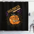 thumbnail image 1 of Ambesonne Halloween Shower Curtain, Scary Smiling Pumpkin Art, 69"Wx84"L, Charcoal Grey Orange, 1 of 5