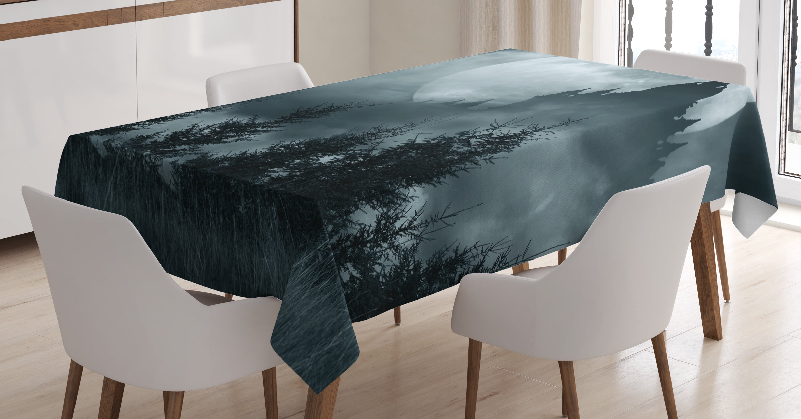Ambesonne Halloween Tablecloth Rectangular Table Cover, Magic Castle ...