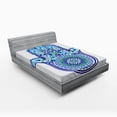 thumbnail image 1 of Ambesonne Hamsa Fitted Sheet, Eastern Floral Hand Image, Full Size, Blue Turquoise White, 1 of 2