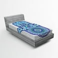 thumbnail image 1 of Ambesonne Hamsa Fitted Sheet, Eastern Floral Hand Image, Twin XL Size, Blue Turquoise White, 1 of 2
