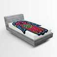 thumbnail image 1 of Ambesonne Hamsa Fitted Sheet, Hippie Boho Hand, Twin XL Size, Pink Blue Yellow, 1 of 2