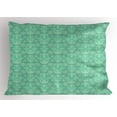 thumbnail image 1 of Ambesonne Hamsa Pillow Sham, Curlicues and Doodle Flowers, 36" X 20", Cream and Sea Green, 1 of 2