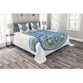 thumbnail image 1 of Ambesonne Hamsa Quilted Bedspread Set 3 Pcs, Mysticism Koi Fish, Queen Size, Blue Green Yellow, 1 of 3