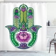 thumbnail image 1 of Ambesonne Hamsa Shower Curtain, Lotus Flower, 69"Wx84"L, Green Purple, 1 of 5