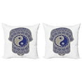 thumbnail image 1 of Ambesonne Hamsa Throw Pillow Cover 2 Pack, Japanese Ying Yang, 18", Royal Blue and Cream, 1 of 2
