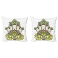 thumbnail image 1 of Ambesonne Hamsa Throw Pillow Cover 2 Pack, Natural Harmony Theme, 16", Green White Brown, 1 of 5