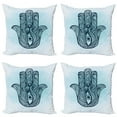 thumbnail image 1 of Ambesonne Hamsa Throw Pillow Cover 4 Pack, Ornate Popular, 20", Dark Blue Aqua, 1 of 7