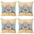 thumbnail image 1 of Ambesonne Hamsa Throw Pillow Cover 4 Pack, Wings Eye, 20", Turquoise Apricot, 1 of 5
