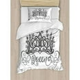 thumbnail image 1 of Ambesonne Hand Drawn Crown with Queen Lettering Baroque Style Ancient Elements Calligraphy Duvet Cover Set, 1 of 3