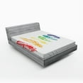 thumbnail image 1 of Ambesonne Hand Drawn Fitted Sheet, Rainbow Feathers, Full Size, Red Green Purple, 1 of 2