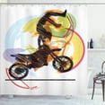 thumbnail image 1 of Ambesonne Hand Drawn Shower Curtain, Performing Biker, 69"Wx70"L, Black Yellow, 1 of 5