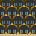 thumbnail image 1 of Ambesonne Hanukkah Fabric by the Yard Upholstery, Repeating Nine Candles Art, 10 Yards, Earth Yellow and Sea Blue, 1 of 5