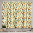 thumbnail image 1 of Ambesonne Happy Birthday Kitchen Curtains, Cartoon Party Cats, 55"x45", Pale Yellow Multicolor, 1 of 1