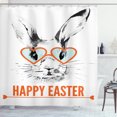 thumbnail image 1 of Ambesonne Happy Easter Shower Curtain, Funny Bunny Glasses, 69"Wx75"L, Burnt Orange Dark Grey, 1 of 3
