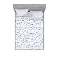 thumbnail image 1 of Ambesonne Happy Emoji Fitted Sheet & Pillow Sham Set, Funny Round Faces Print, Calking, Ceil Blue and Pale Grey, 1 of 2
