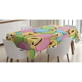 thumbnail image 1 of Ambesonne Happy Emoji Tablecloth Rectangular Table Cover, Colorful Circles Faces, 60"x84", Fern Green and Mustard, 1 of 4