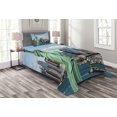 thumbnail image 1 of Ambesonne Harbor Quilted Bedspread Set 2 Pcs, Lİberty NYC, Twin Size, Mint Blue, 1 of 3