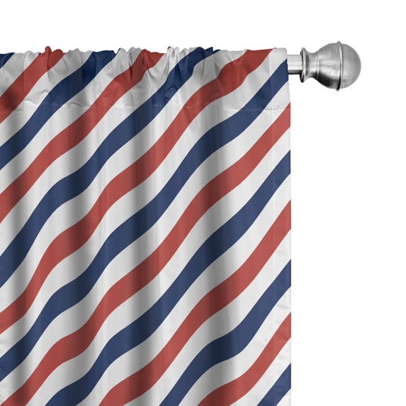 Ambesonne Harbour Stripe Curtains, Diagonal Retro, Pair of 28"x84", Blue Red White