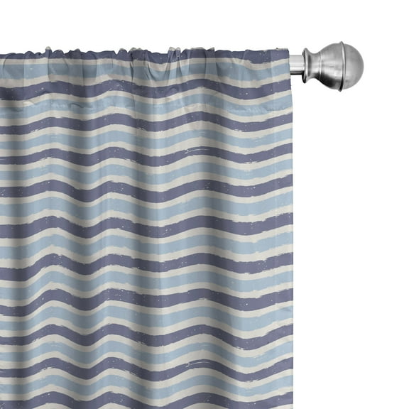 Ambesonne Harbour Stripe Curtains, Sketchy Stripes, Pair of 28"x95", Cadet Blue Pale