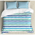 thumbnail image 1 of Ambesonne Harbour Stripe Duvet Cover Sets, Brushstrokes Art, 2-King, Royal Blue Seafoam, 1 of 7
