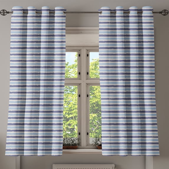 Ambesonne Harbour Stripe Grommet Curtain, Sketchy Stripes, 50" x 63", Cadet Blue Pale