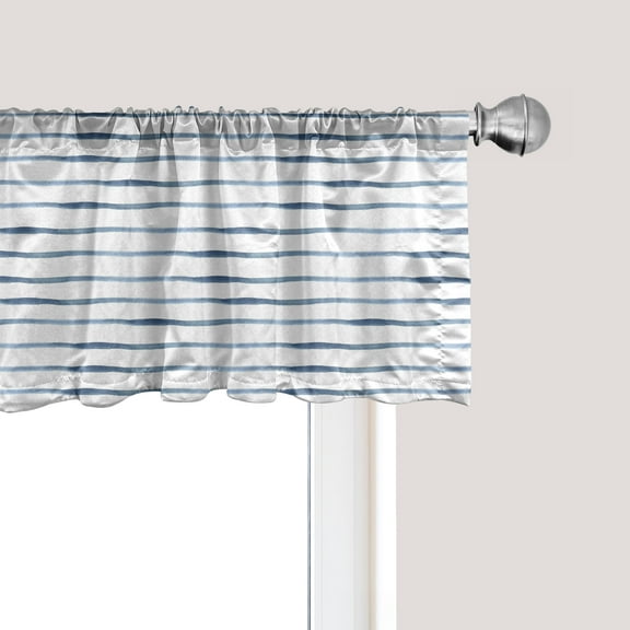 Ambesonne Harbour Stripe Window Valance, Abstract Ocean, 42" x 18", Pale Slate Blue White