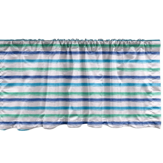 Ambesonne Harbour Stripe Window Valance, Brushstrokes Art, 42" x 18", Royal Blue Seafoam
