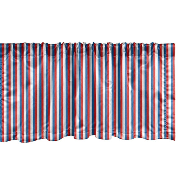 Ambesonne Harbour Stripe Window Valance, Patriotic Colors, 42" x 12", Violet Blue Vermilion