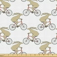 thumbnail image 1 of Ambesonne Hares Fabric by the Yard Upholstery, Hares Cycling Bike Wheels, 5 Yards, Tan White and Red, 1 of 5