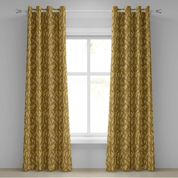 Ambesonne Harvest Grommet Curtain, Cereal Ears Rural Field, 50" x 84", Mustard Yellow