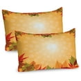 thumbnail image 1 of Ambesonne Harvest Pillow Sham 2 Pack, Striped Dotted Seasonal, 30"x20", Red Green Orange, 1 of 3
