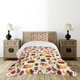 thumbnail image 1 of Ambesonne Harvest Quilted Bedspread Set 2 Pcs, Fall Nuts Owls Composition, Twin Size, Orange Red Brown, 1 of 6