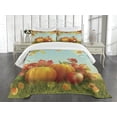 thumbnail image 1 of Ambesonne Harvest Quilted Bedspread Set 3 Pcs, Fall Season Yield Leaf, King Size, Orange Vermilion Green, 1 of 5