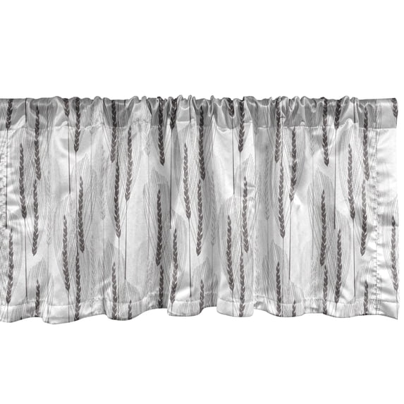 Ambesonne Harvest Window Valance, Wheat Branches Botanical, 54" X 18", Grey Pale Taupe