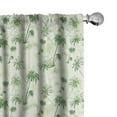 thumbnail image 1 of Ambesonne Hawaii Window Curtains, Sketch Style Palm Trees, Each 28" W x 95" L, Forest Green Pale Green, 1 of 4