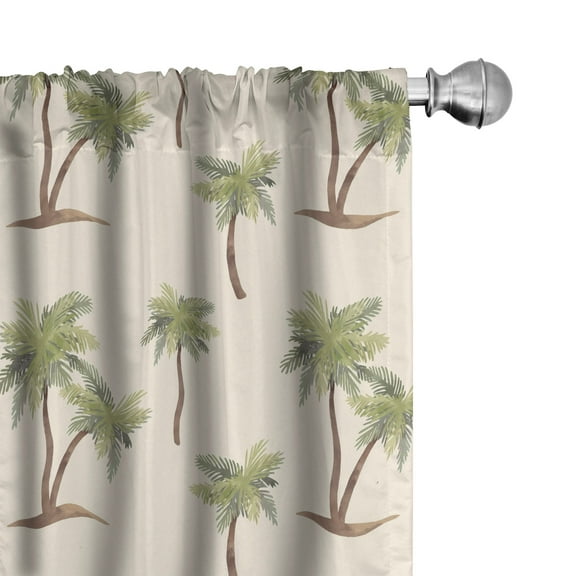 Ambesonne Hawaii Curtains, Simplistic Palms Pattern, Pair of 28"x63", Cream Cocoa and Khaki