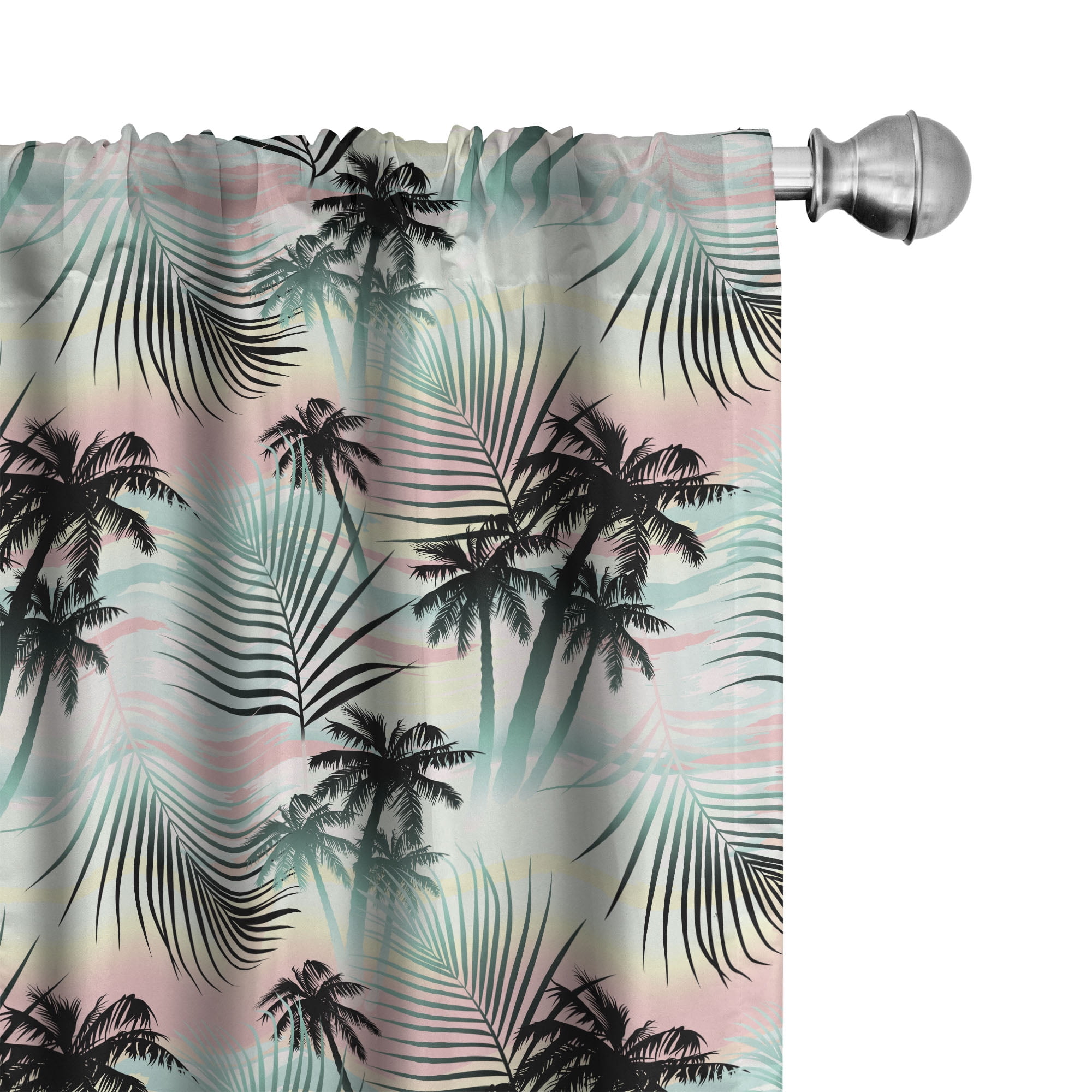 Tropical Palm Tree Multicolor Polyester Rod Pocket Curtains, 28" x 63"