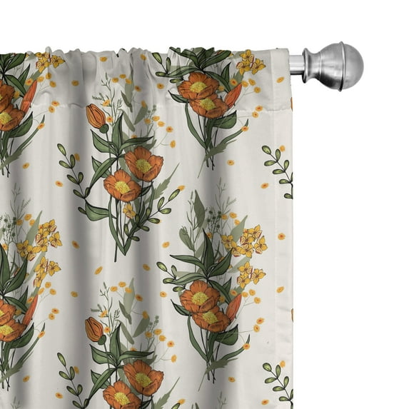 Ambesonne Hawaii Curtains, Vintage California Poppy, Pair of 28"x95", Burnt Orange Champagne