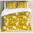 thumbnail image 1 of Ambesonne Hawaii Duvet Cover Sets, Flower Spring Blossom, 2-King, Earth Yellow Umber, 1 of 7