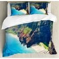 thumbnail image 1 of Ambesonne Hawaii Duvet Cover Sets, Na Pali Coast Island, 2-Queen, Blue Green Brown, 1 of 7