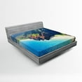 thumbnail image 1 of Ambesonne Hawaii Fitted Sheet, Na Pali Coast Island, Full Size, Blue Green Brown, 1 of 2