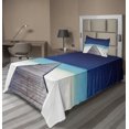 thumbnail image 1 of Ambesonne Hawaii Fitted & Top Sheet Set with Sham, Wooden Path into Ocean, Navy Turquoise Cream, 1 of 4