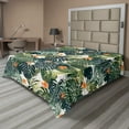 thumbnail image 1 of Ambesonne Hawaii Flat Sheet, Colorful Polynesia Plant, Queen Size, Jade Green Fern Green, 1 of 1