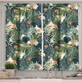 thumbnail image 1 of Ambesonne Hawaii Kitchen Curtains, Colorful Polynesia Plant, 55"x39", Jade Green Fern Green, 1 of 3