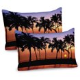 thumbnail image 1 of Ambesonne Hawaii Pillow Sham 2 Pack, Sunset on Big Island, 36"x20", Lilac Dark Orange Black, 1 of 3