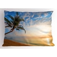 thumbnail image 1 of Ambesonne Hawaii Pillow Sham, Exotic Sandy Beach Palm Tree, 26" X 20", Multicolor, 1 of 2