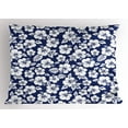 thumbnail image 1 of Ambesonne Hawaii Pillow Sham, Flowering Hibiscuses, 26" X 20", Navy Blue White, 1 of 2